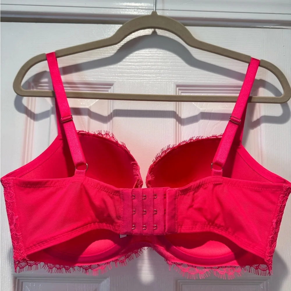 Victoria's Secret Dream Angels Lined Demi Lace Bra Bright Coral - 36 DDD/F